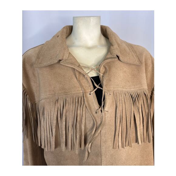Vintage Mid Western sport tog brown leather fringed shirt made in USA size XL - Picture 17 of 17